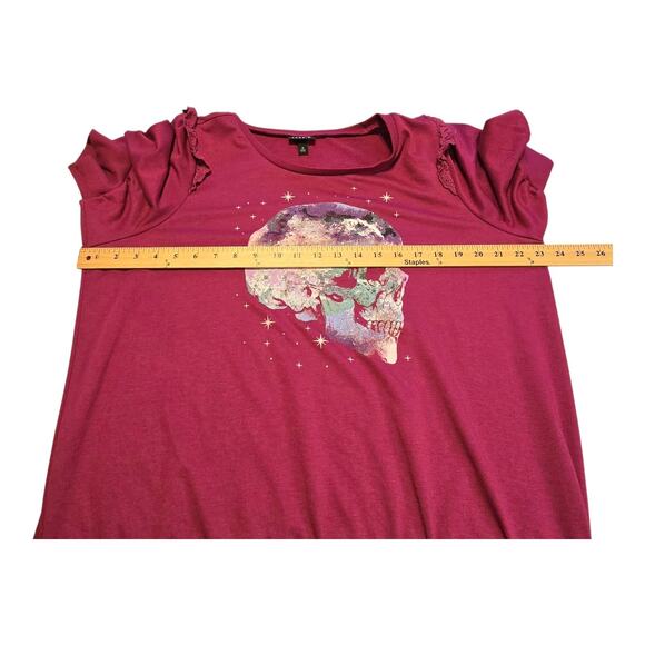 Torrid Womens Galaxy Skull Print Grunge Top Size Large Pink Alternative Goth - Picture 8 of 10